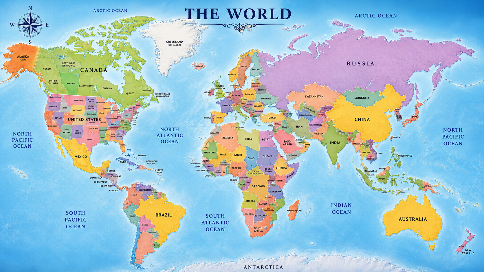 World map with a marker over each region visitors viewed from